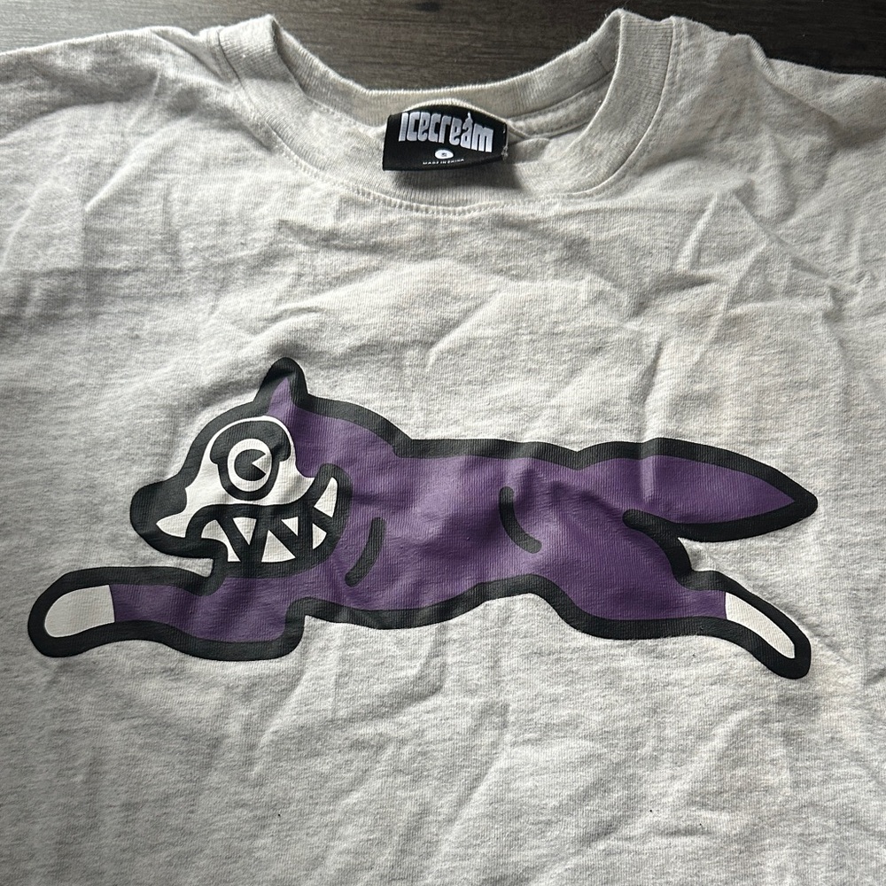 Icecream Light Gray Tee with Purple Graphic